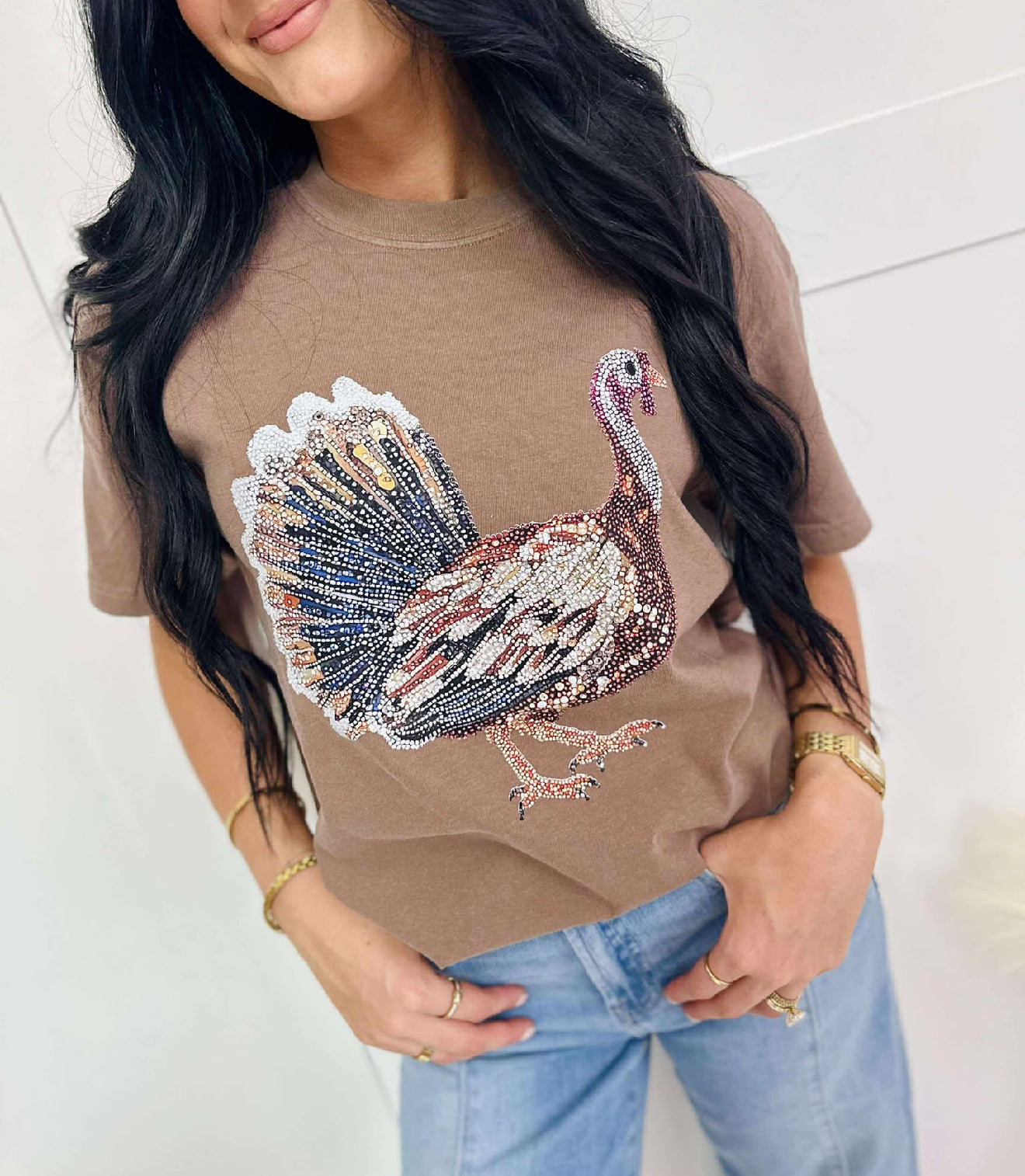 Faux Rhinestone Turkey Tee