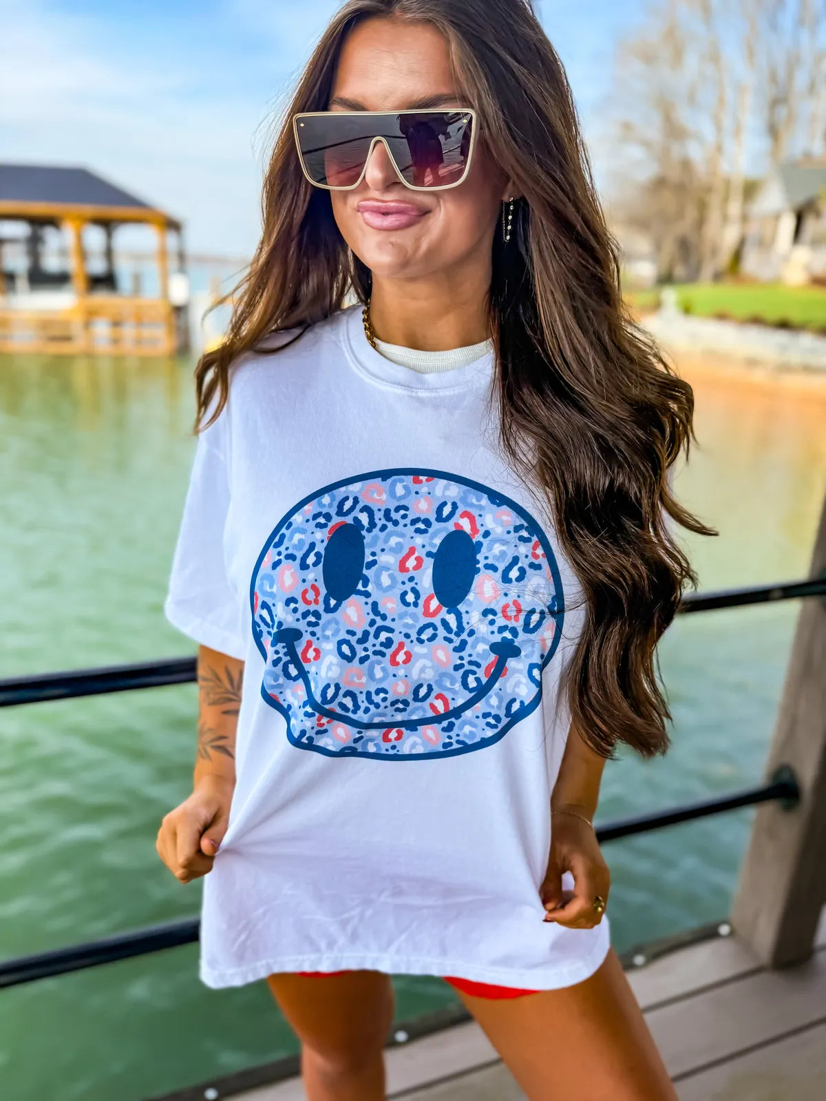 Cheetah Sparkler Smiley Tee