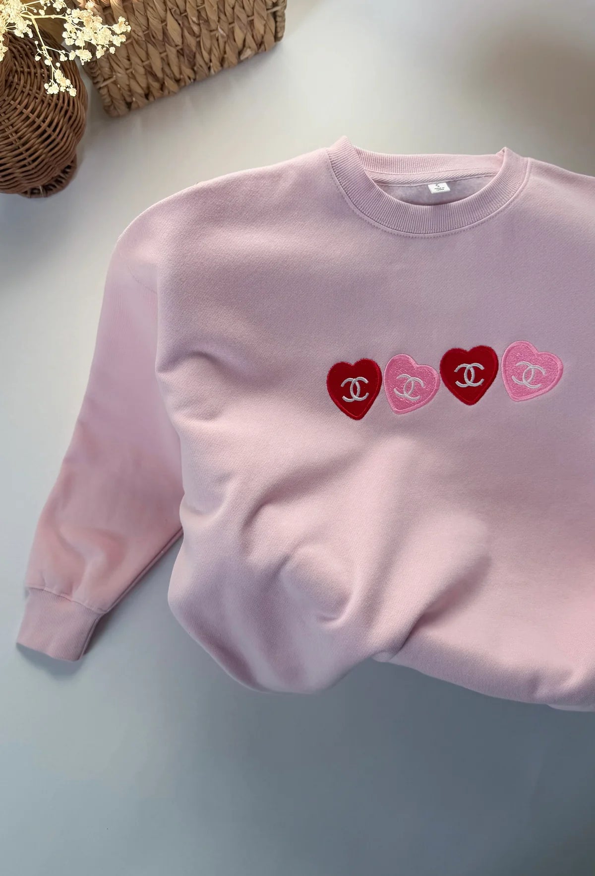 Preppy Pink Candy Hearts Crewneck