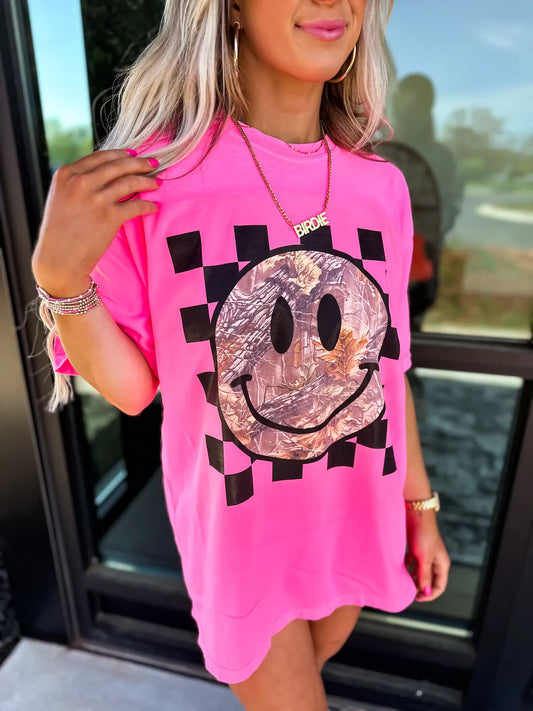 Neon Camo Smiley Tee