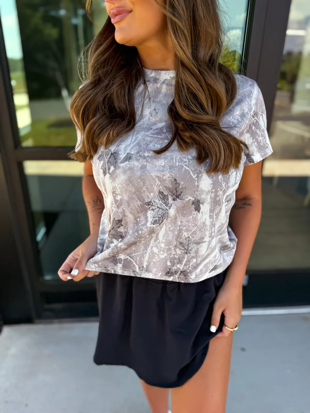 PREORDER Light Gray Camo Boxy Ribbed Tee