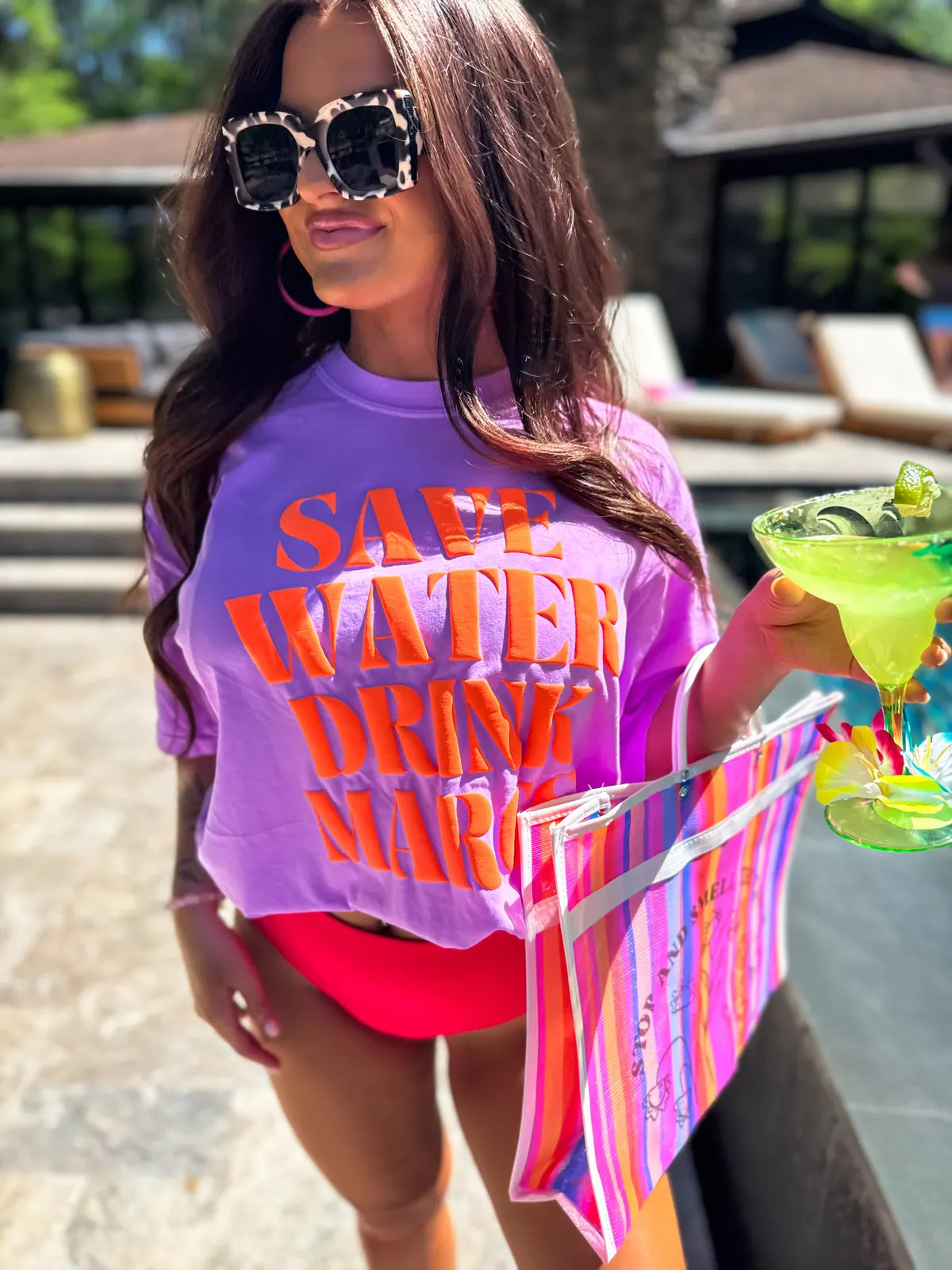 Save Water Drink Margs Electric Purple Tee