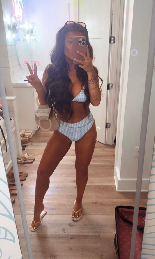PREORDER Blue Gingham Swim Set
