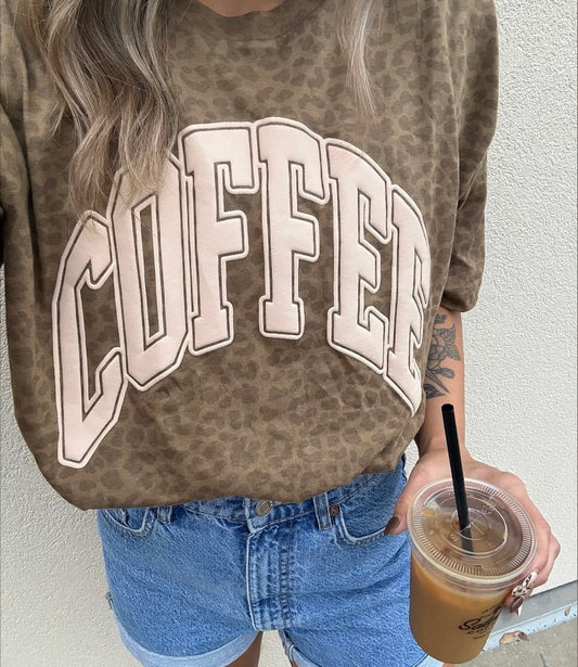 Coffee Leopard Puff Tee