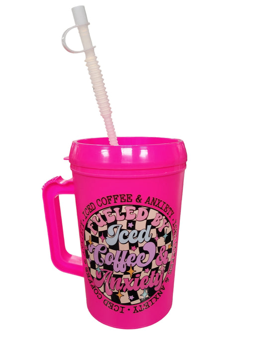 Iced Coffee & Anxiety Trucker Mug