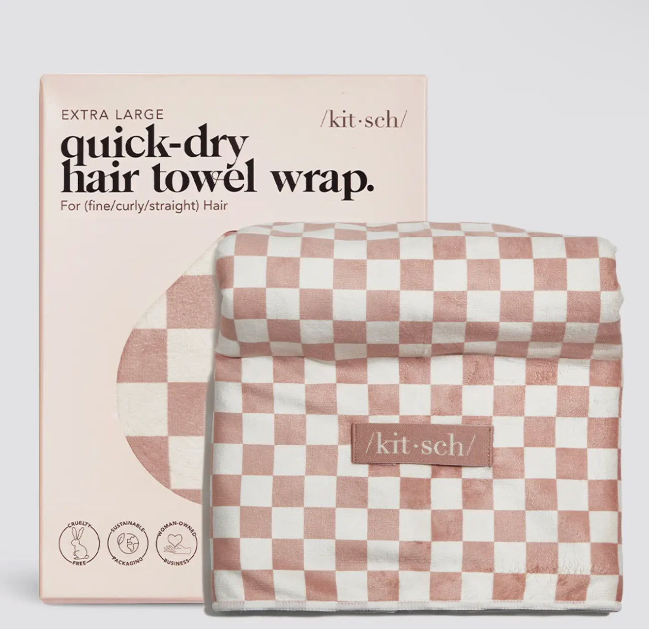 Neutral Checkered Quick Dry Hair Towels