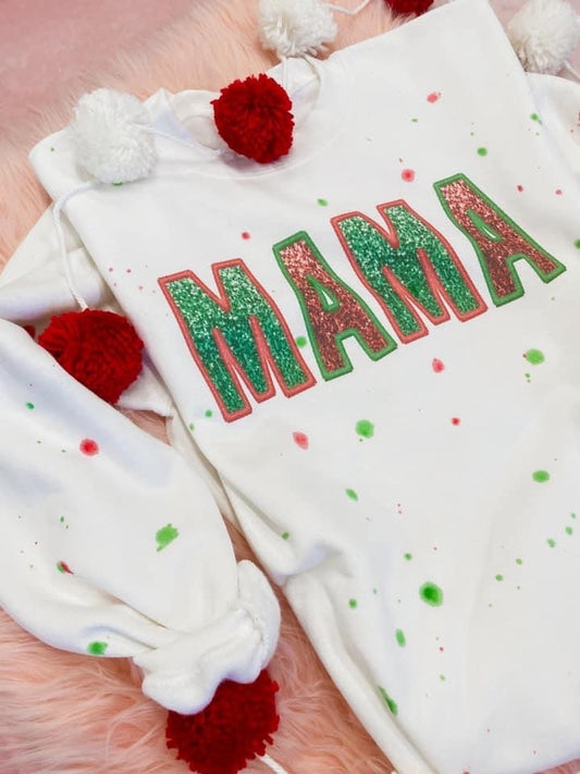 Mama Holiday Glitter Sweatshirt