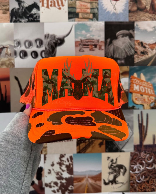 Mama Orange Camo Hat