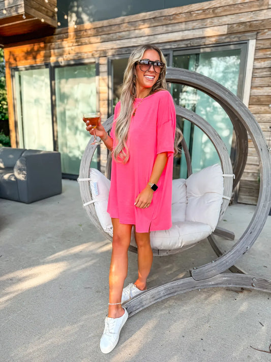 Hot Pink Relaxed Lightweight Lounge Dress