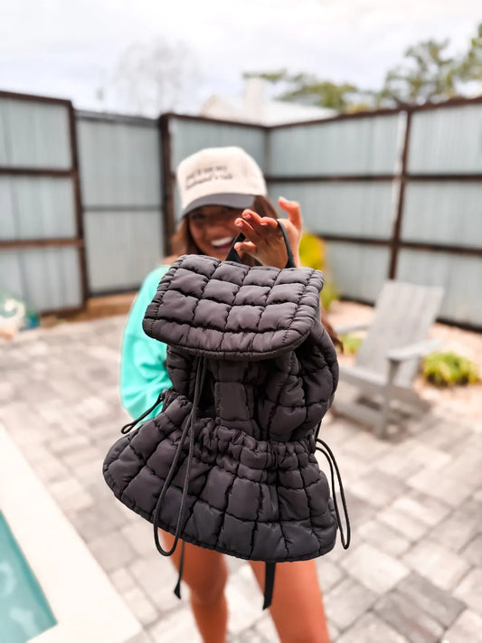 PREORDER Black Quilted Backpack