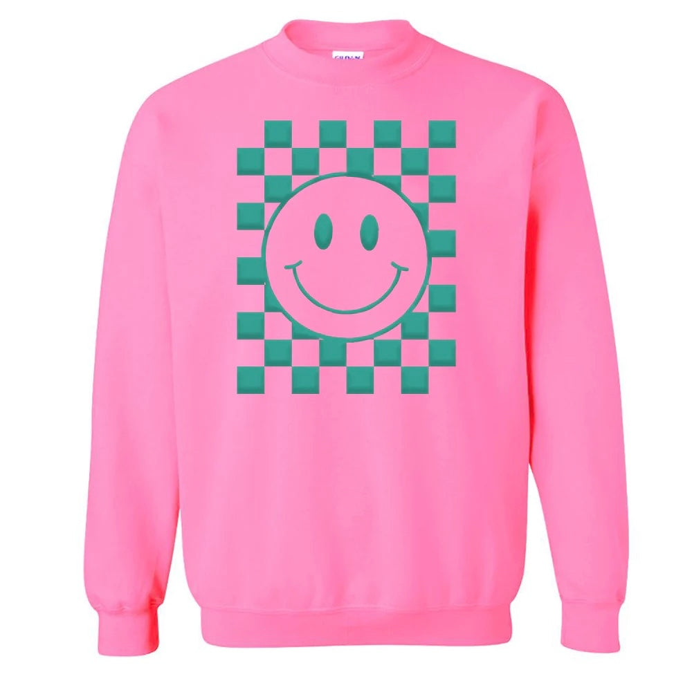 Smiley Check Puff Sweatshirt