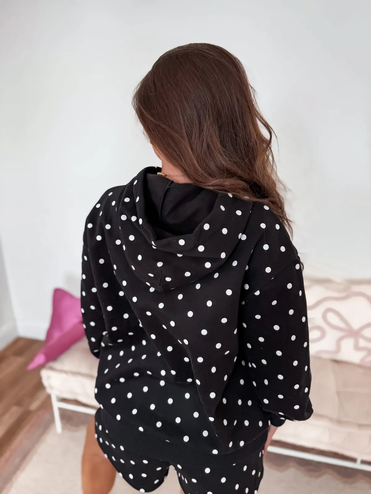 PREORDER Black & White Polka Dots Hoodie