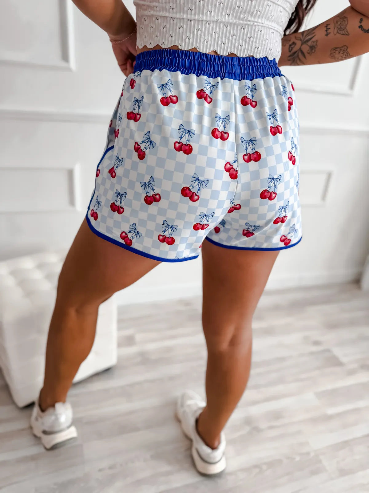 PREORDER Blue Checkered Cherry Active Shorts