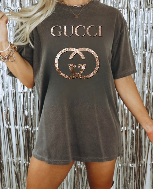 Champagne Faux Glitter Tee