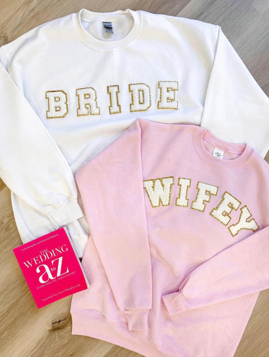 Wifey/Bride Letter Patch Sweatshirt