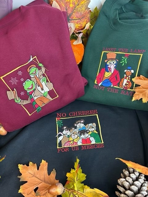 Kermit Christmas Carol Embroidered Crewneck