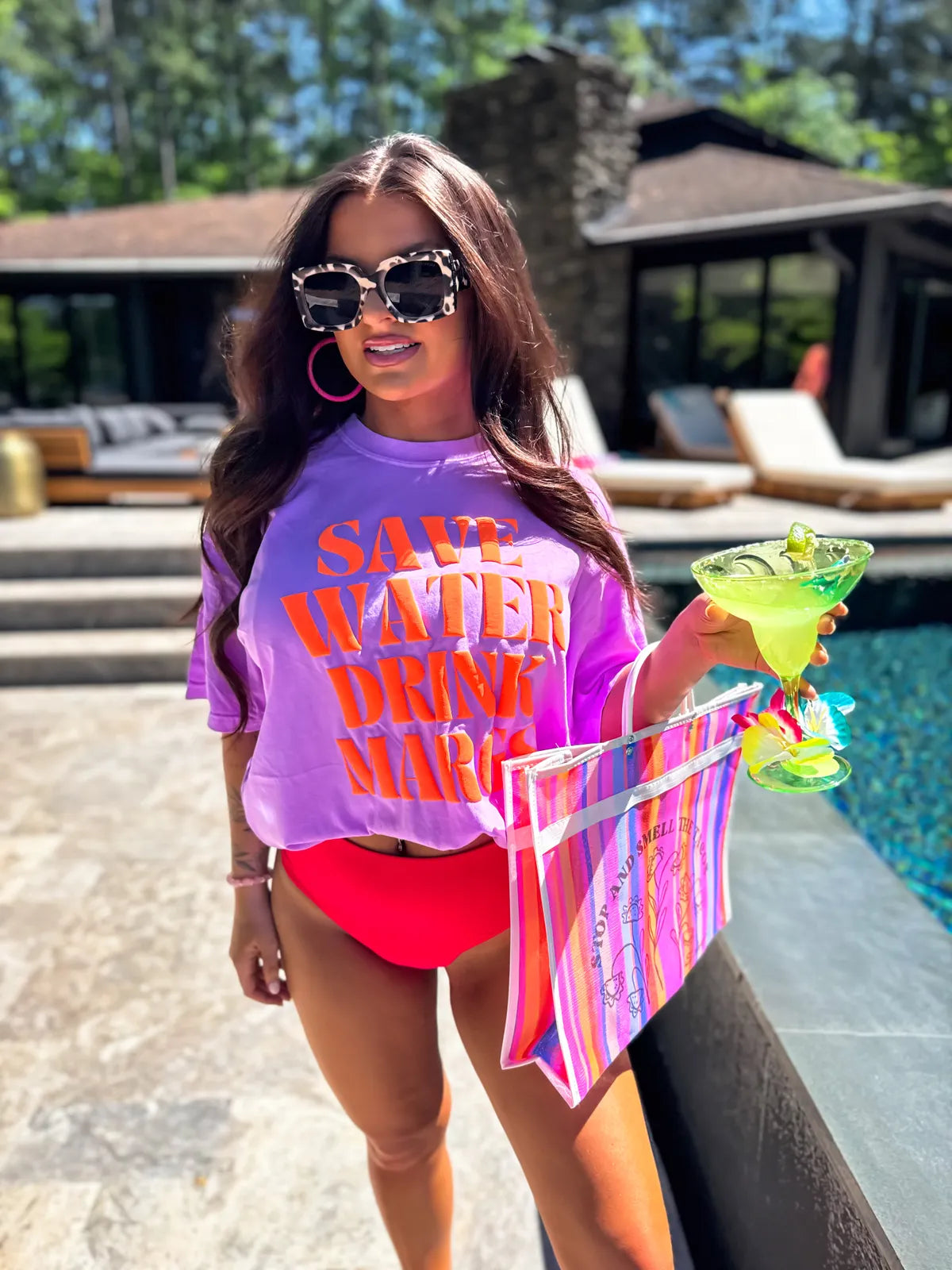 Save Water Drink Margs Electric Purple Tee