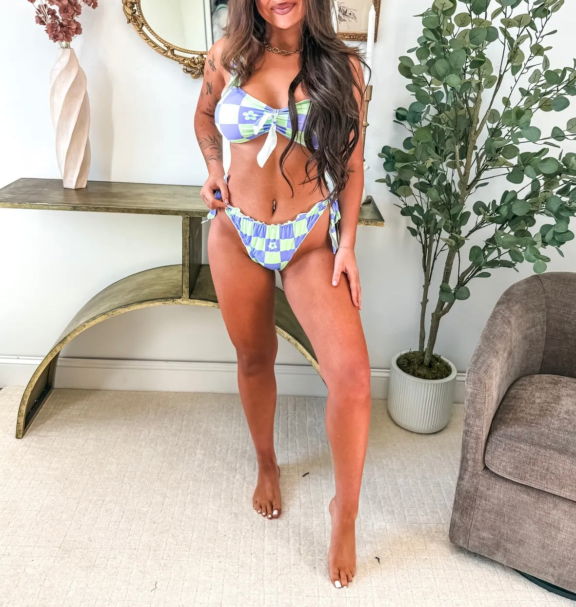 PREORDER Lilac Checkered Swim Set