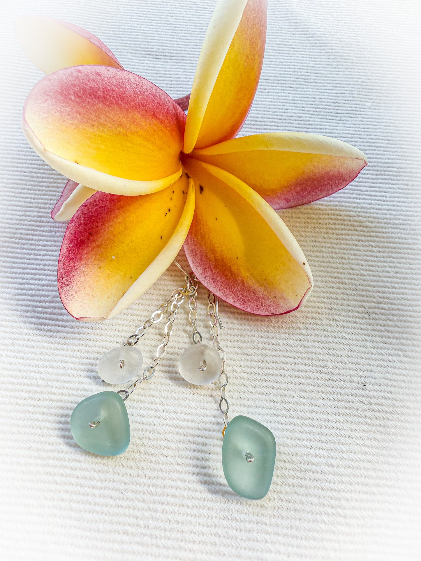 Triple Seaglass Earrings