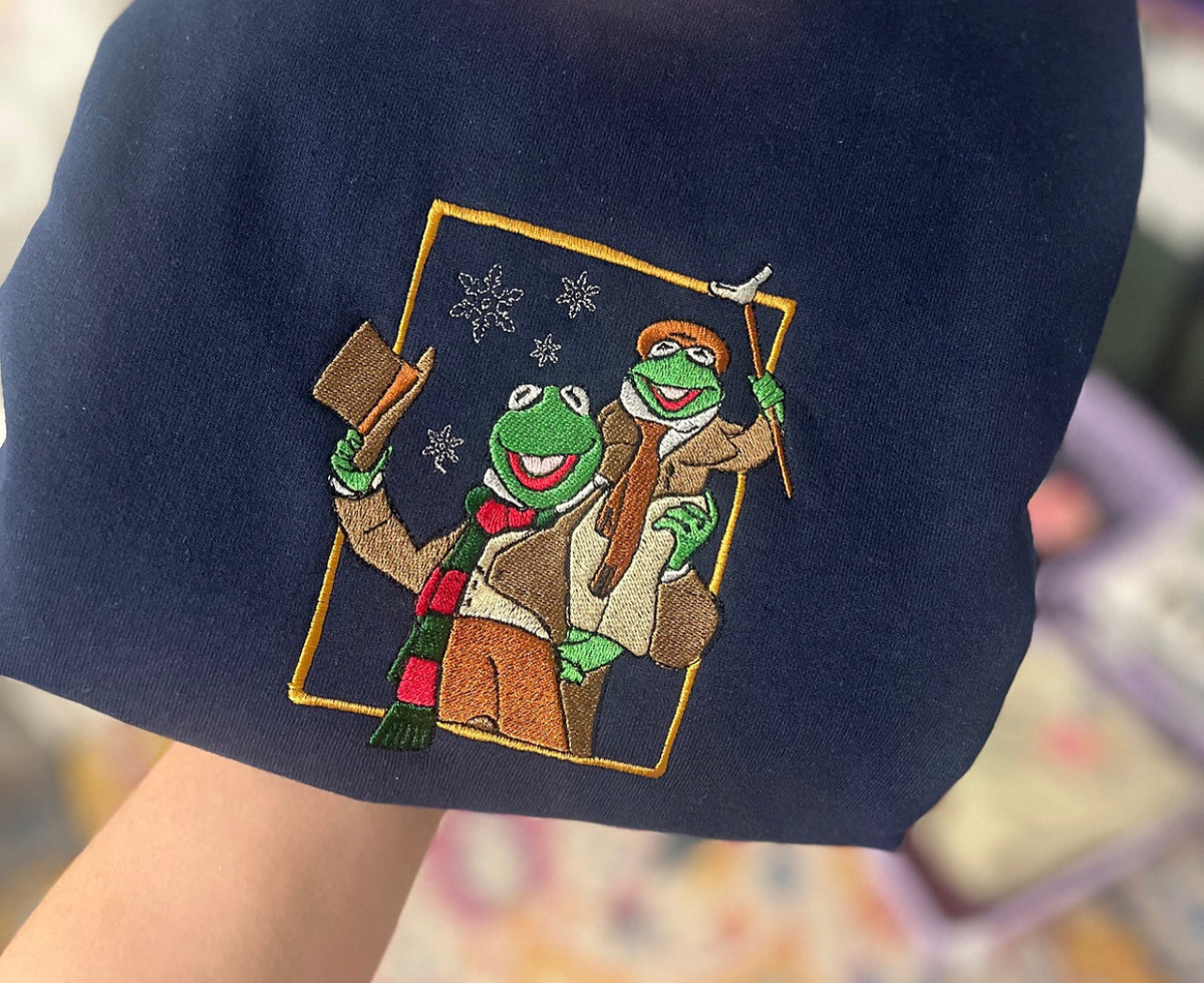 Kermit Christmas Carol Embroidered Crewneck