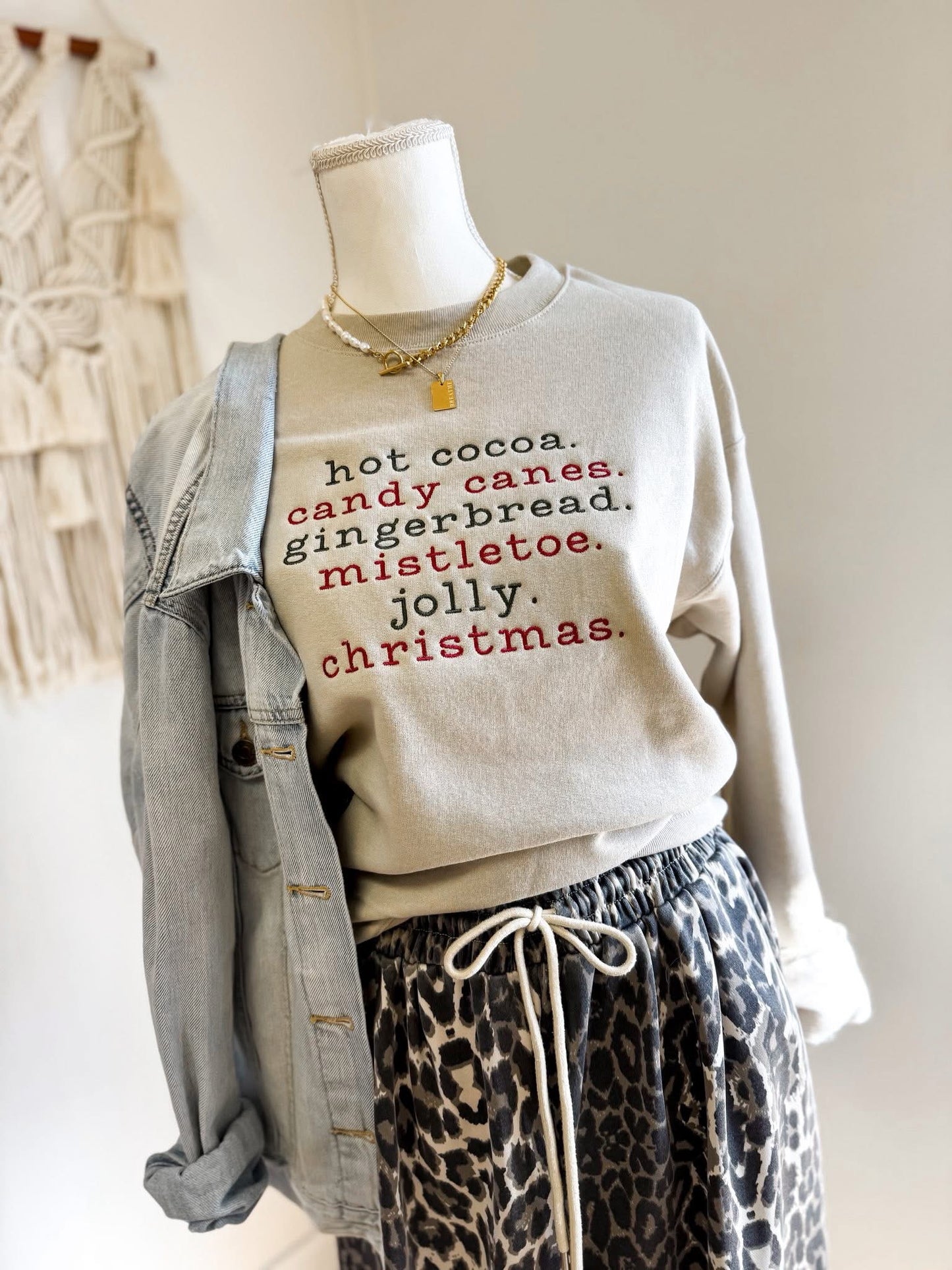 Christmas List Embroidered Sweatshirt