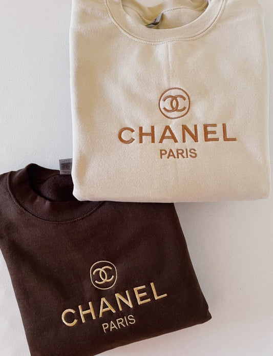 Preppy Neutrals Embroidered Crewneck
