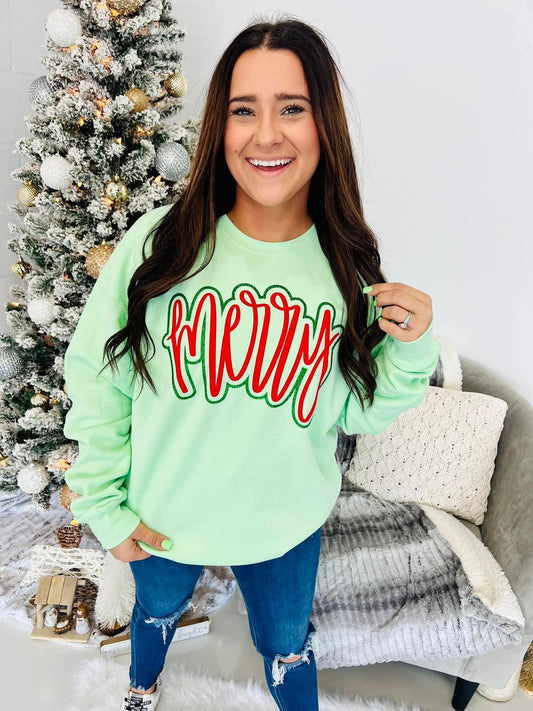 Merry Glitter Puff Sweatshirt