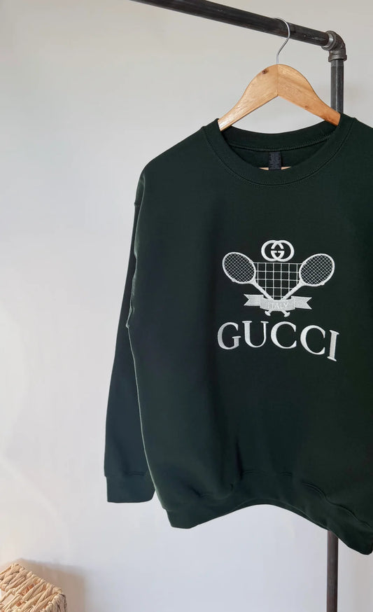 Preppy Tennis Embroidered Sweatshirt