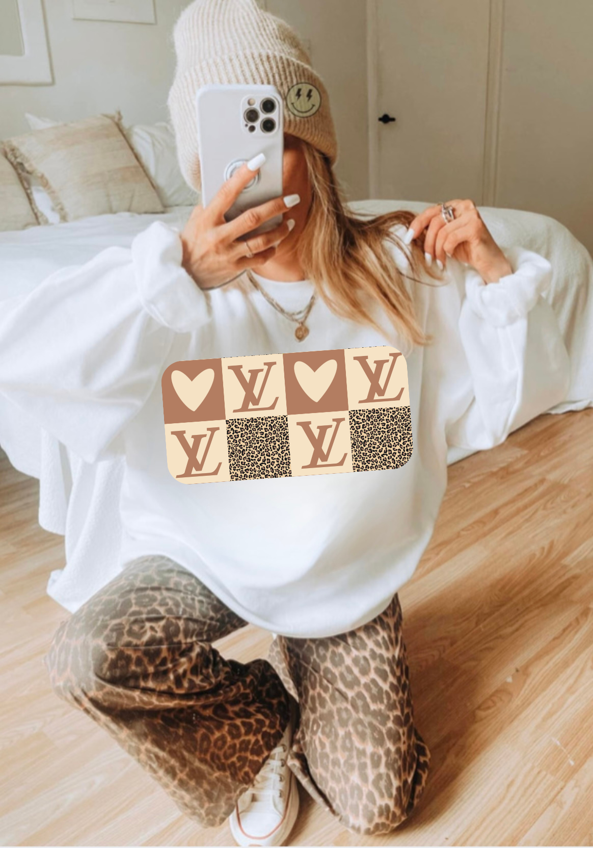 Neutral Cheetah Hearts Tee/Sweatshirt