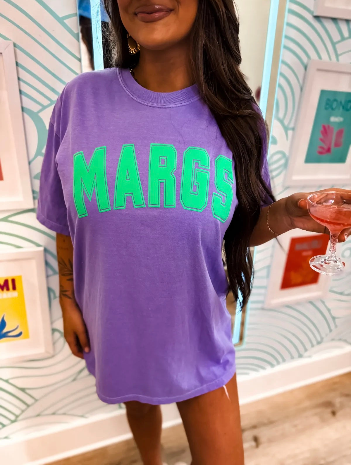 Margs Electric Purple Varsity Tee