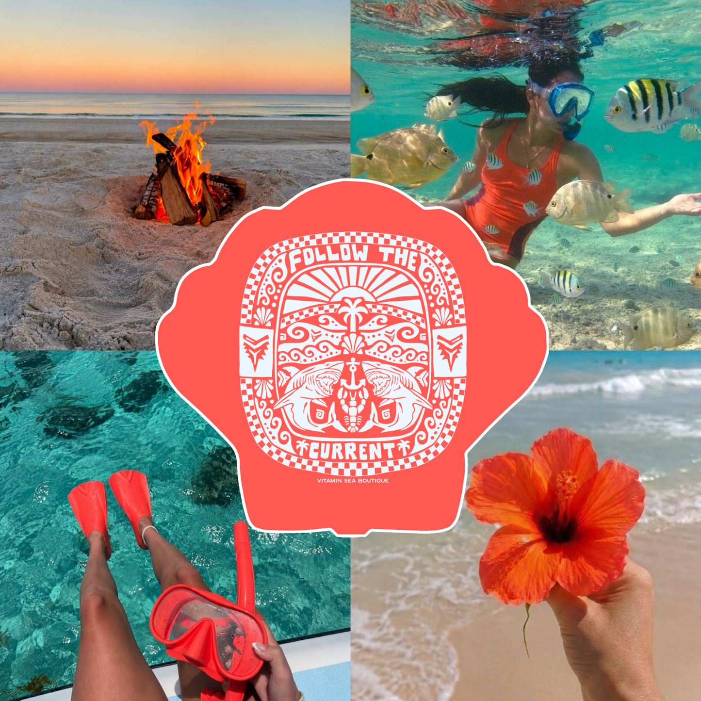 Follow the Current Coral Coastal Tee
