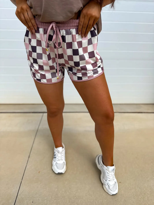 Checkered Berry Active Shorts