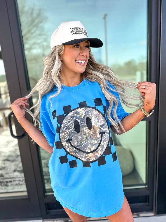 Camo Smiley Blue Tee