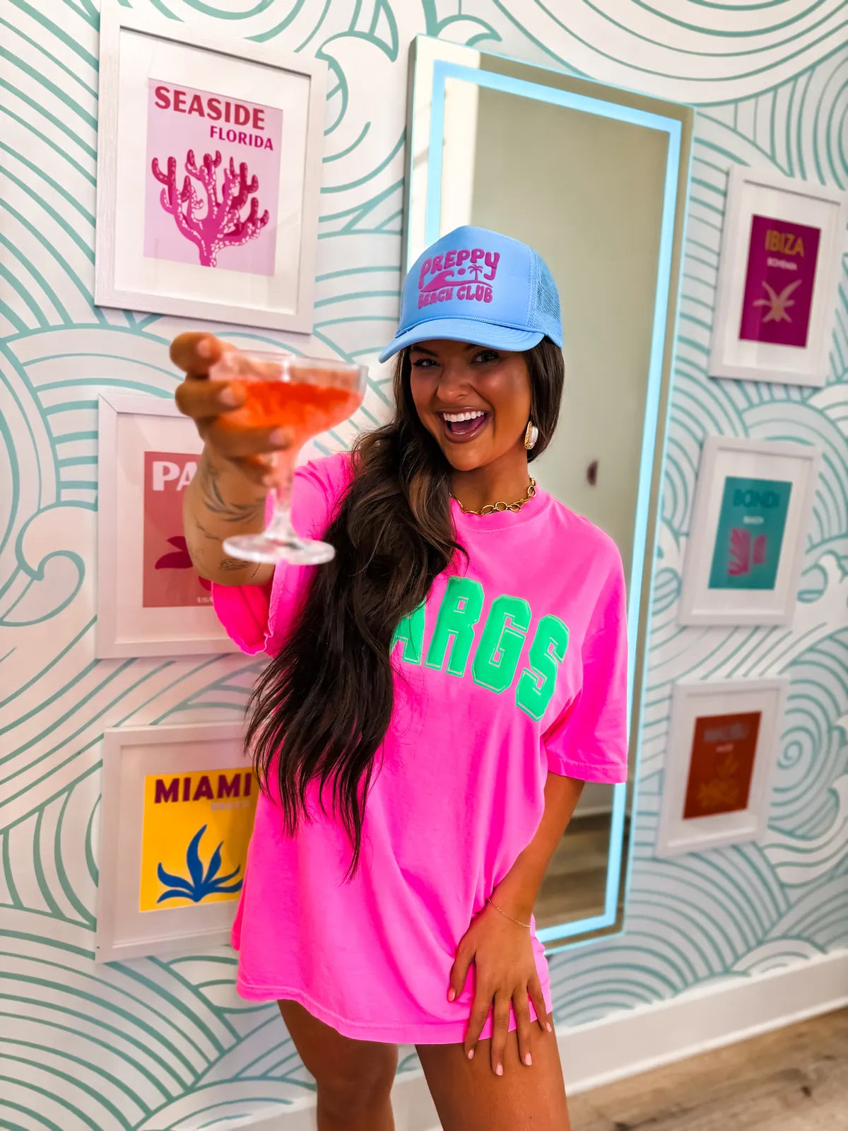 Margs Hot Pink Varsity Tee