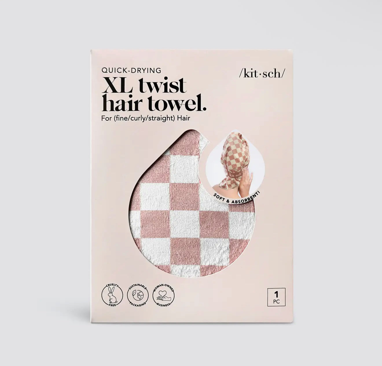 Neutral Checkered Quick Dry Hair Towels
