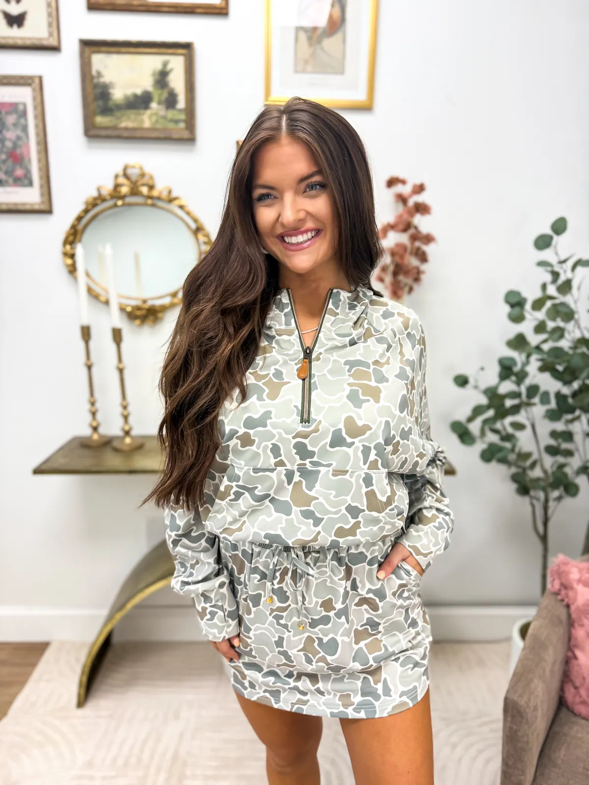Preorder Sage Green Duck Camo Summer Quarter Zip Pullover