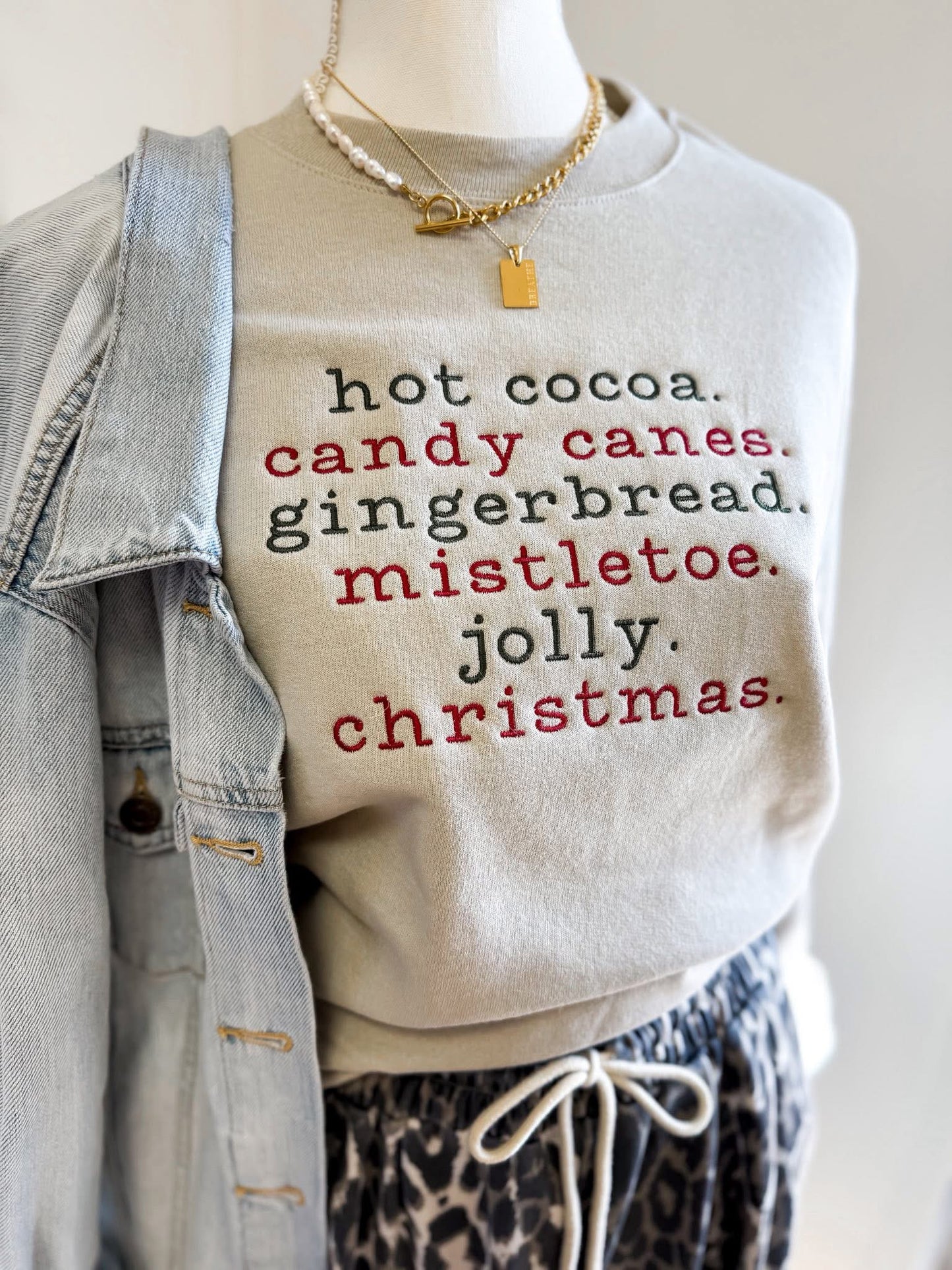 Christmas List Embroidered Sweatshirt