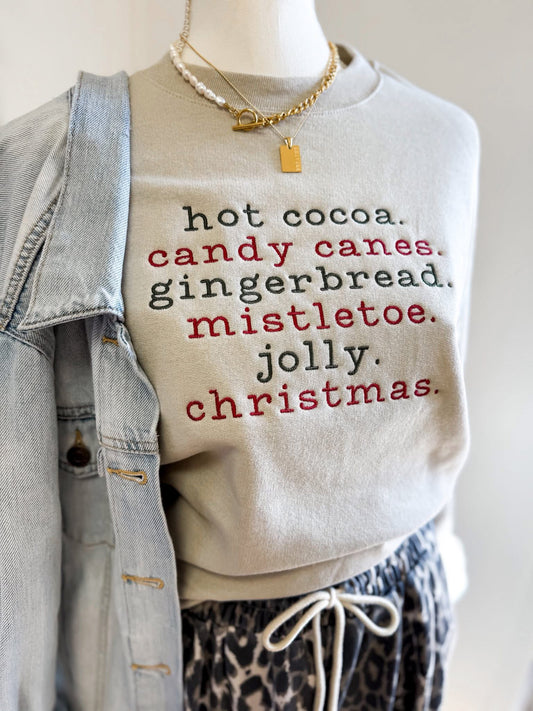 Christmas List Embroidered Sweatshirt