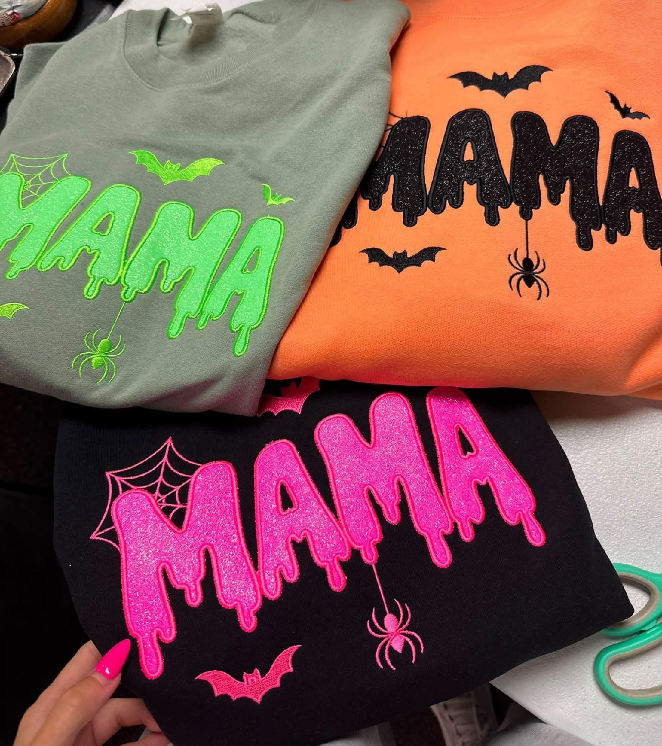 MAMA Spooky Halloween Glitter Crewneck