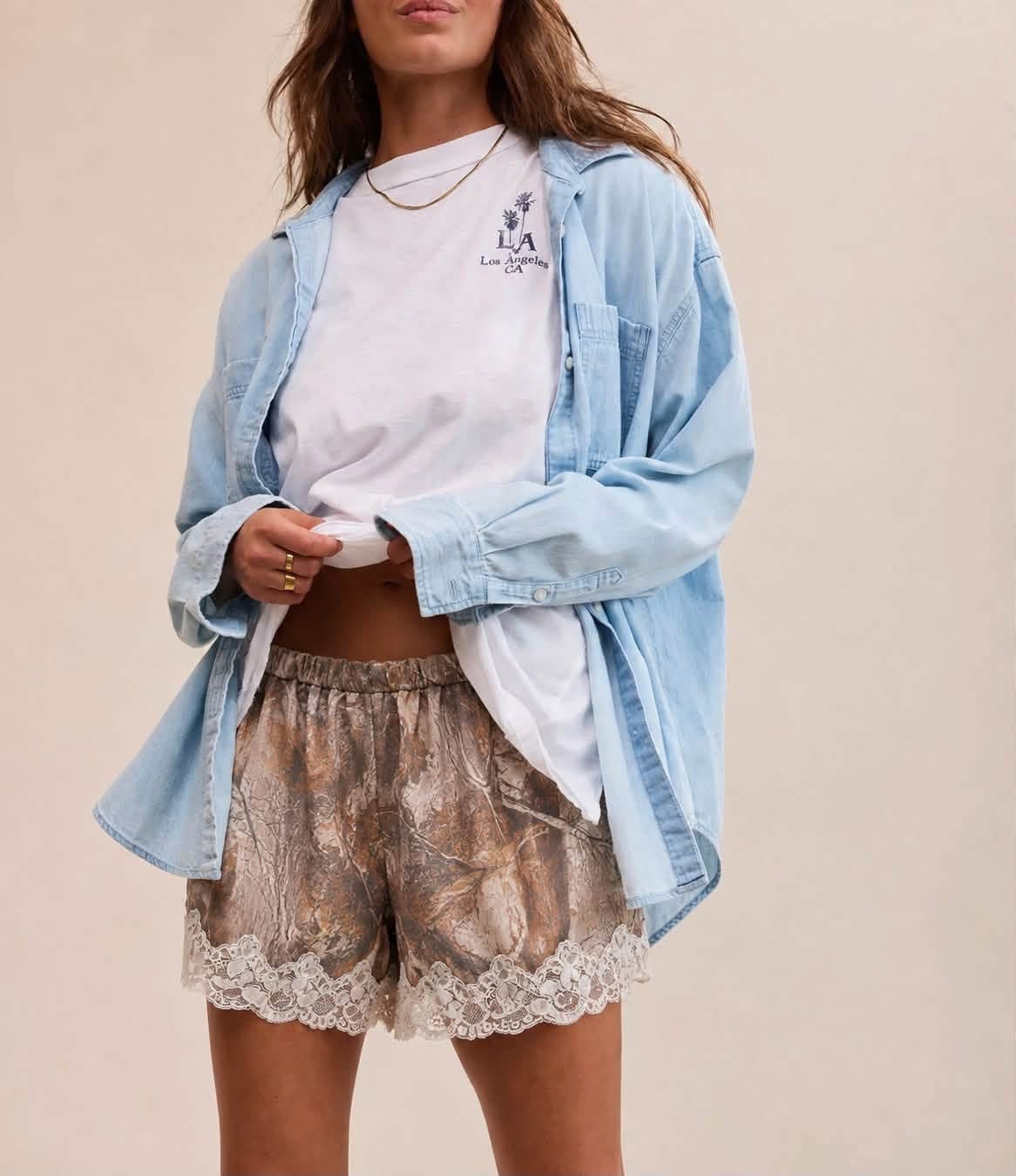 Camo Silky Lace Shorts