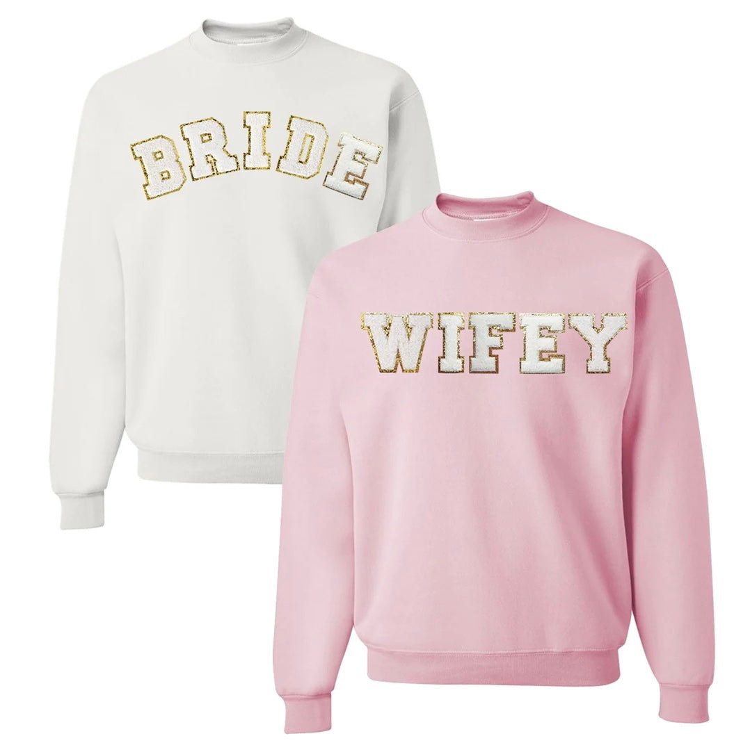 Wifey/Bride Letter Patch Sweatshirt