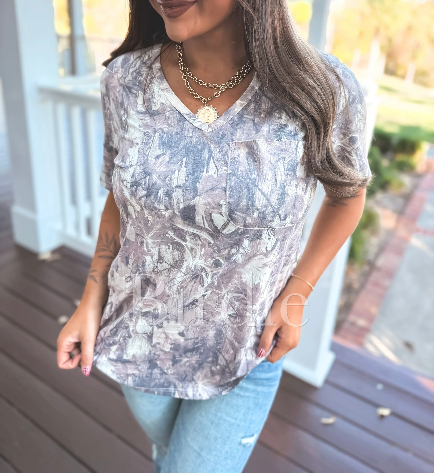 PREORDER Dark Camo V Neck Tee