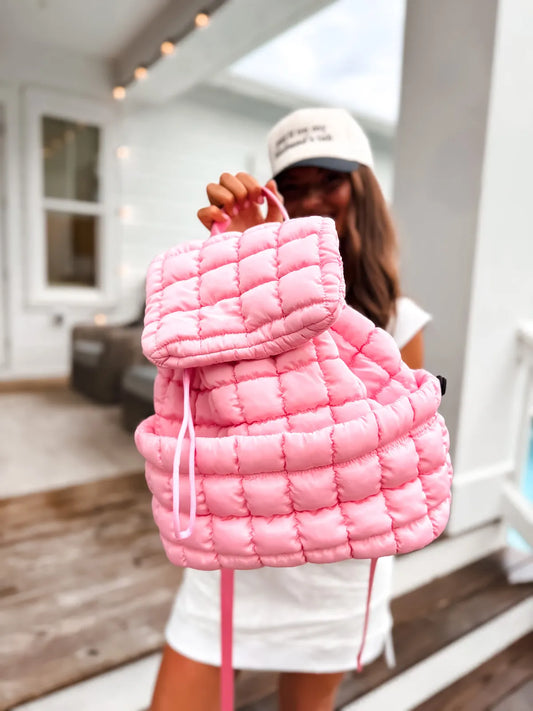 PREORDER Pink Quilted Backpack