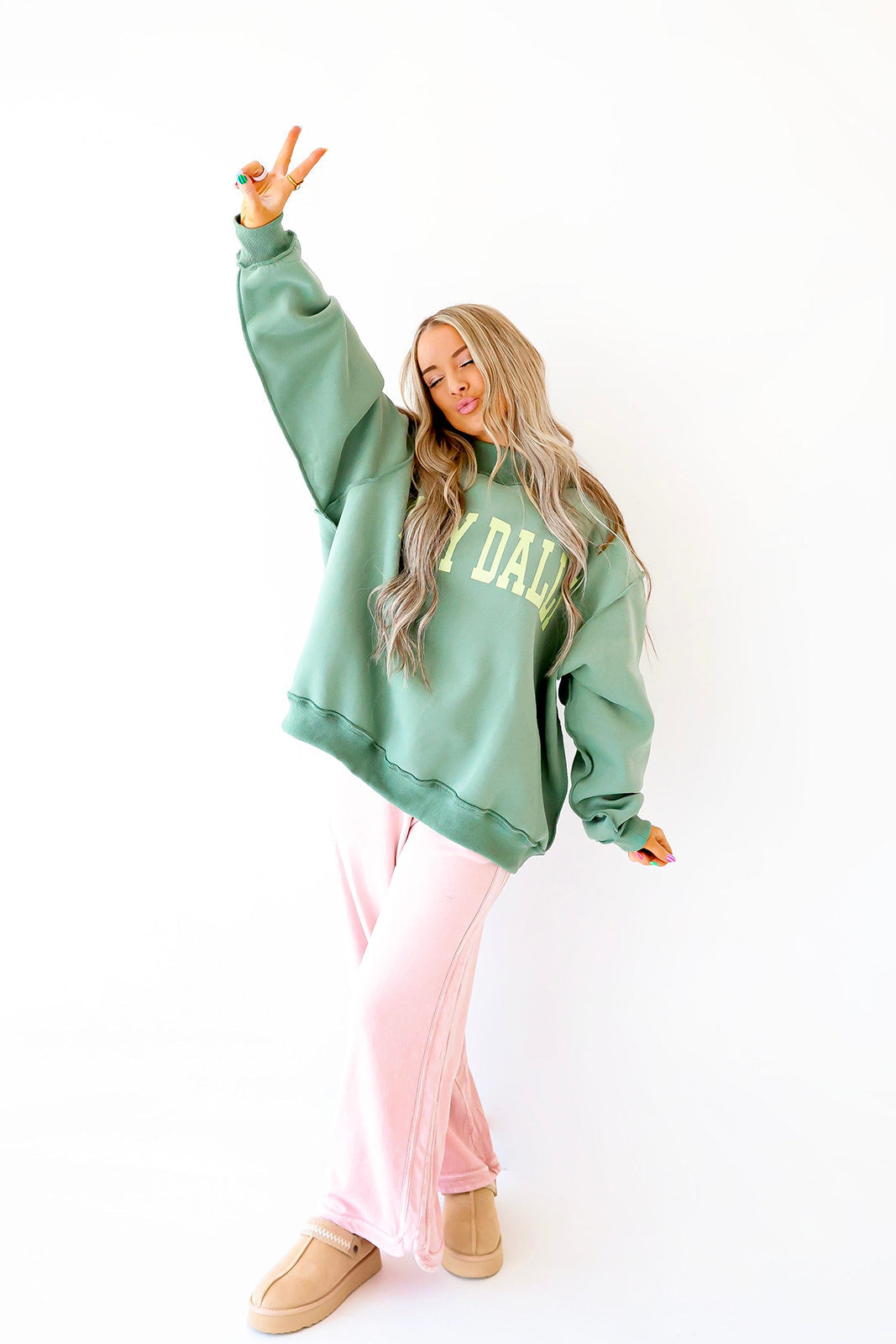 Dillydally Sage Mockneck Sweatshirt