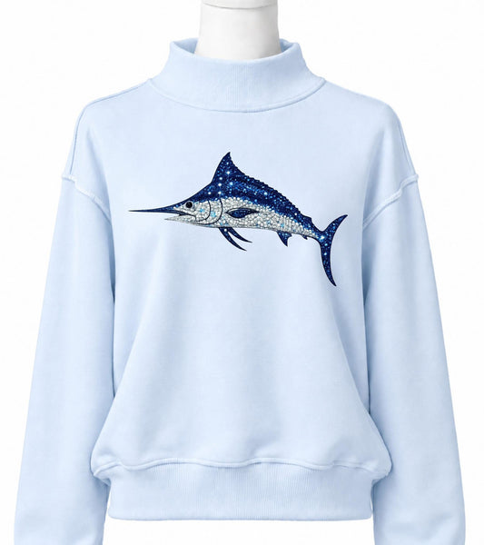 Marlin Faux Rhinestone Mockneck