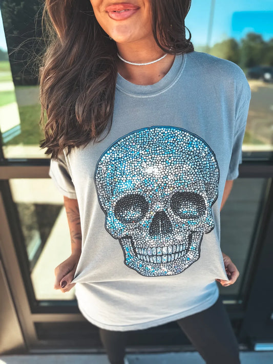 Faux Rhinestone Skull Tee