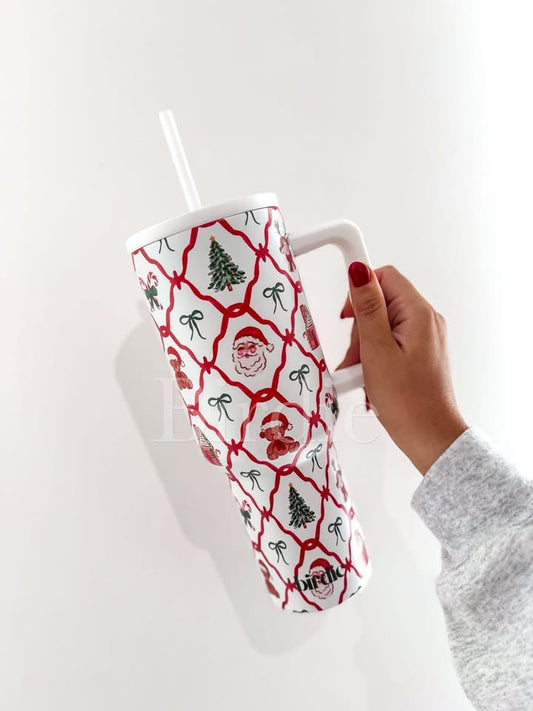 PREORDER 40oz Cup with Straw Festive Holiday