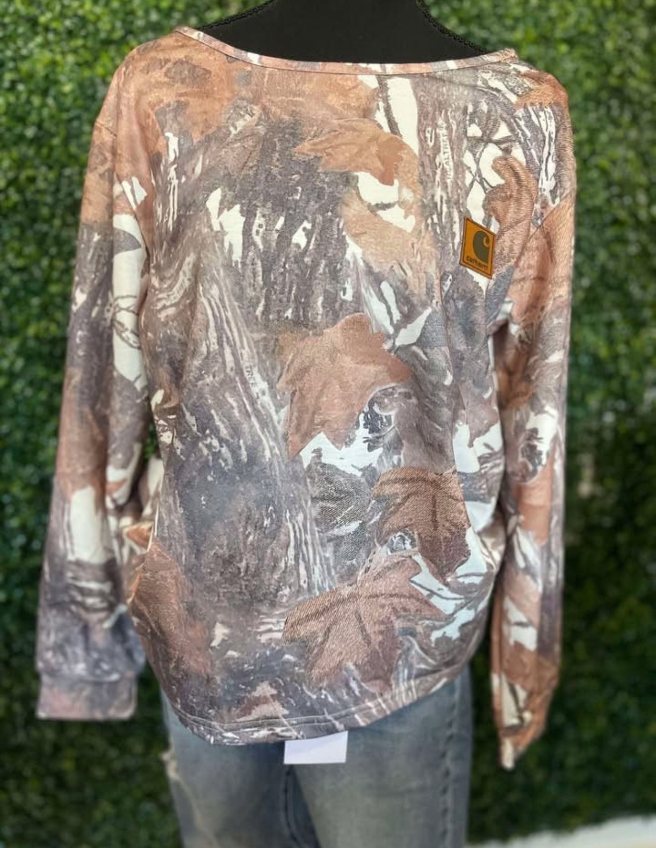 Camo Off the Shoulder Preppy Sweatshirt