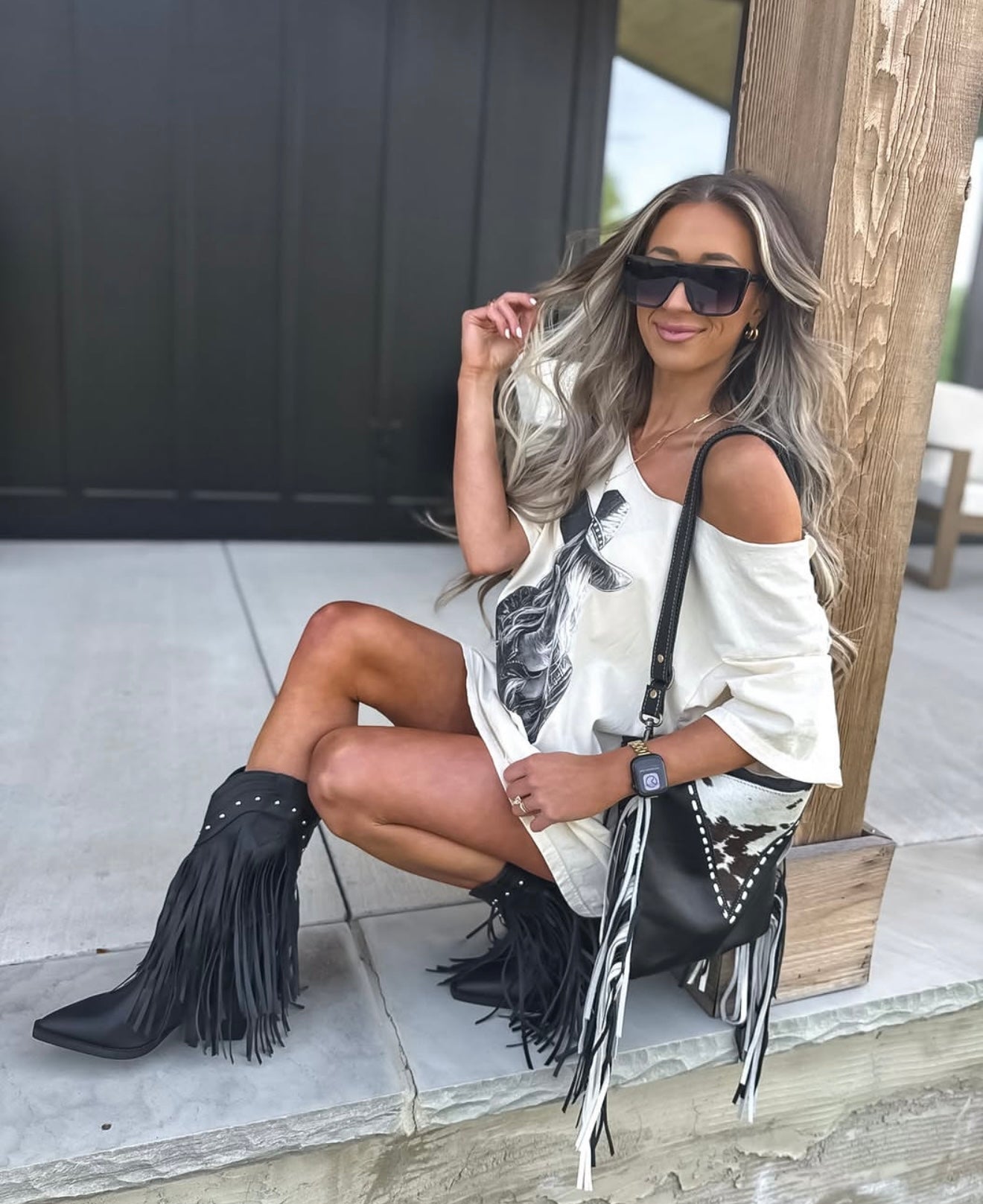 Sassy Western Off Shoulder Tee