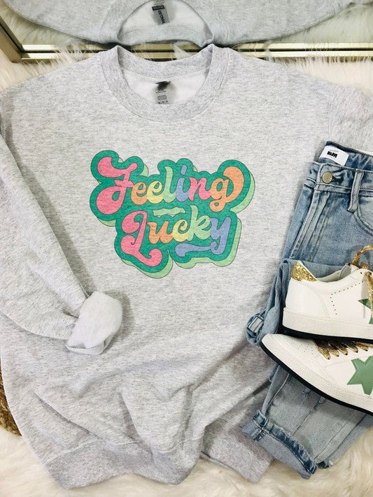 Feeling Lucky Retro Rainbow Sweatshirt